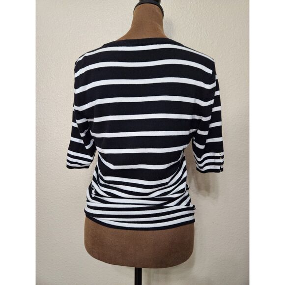 White House Black Market Women’s Striped Knit Top Black White Size Small - Picture 2 of 2